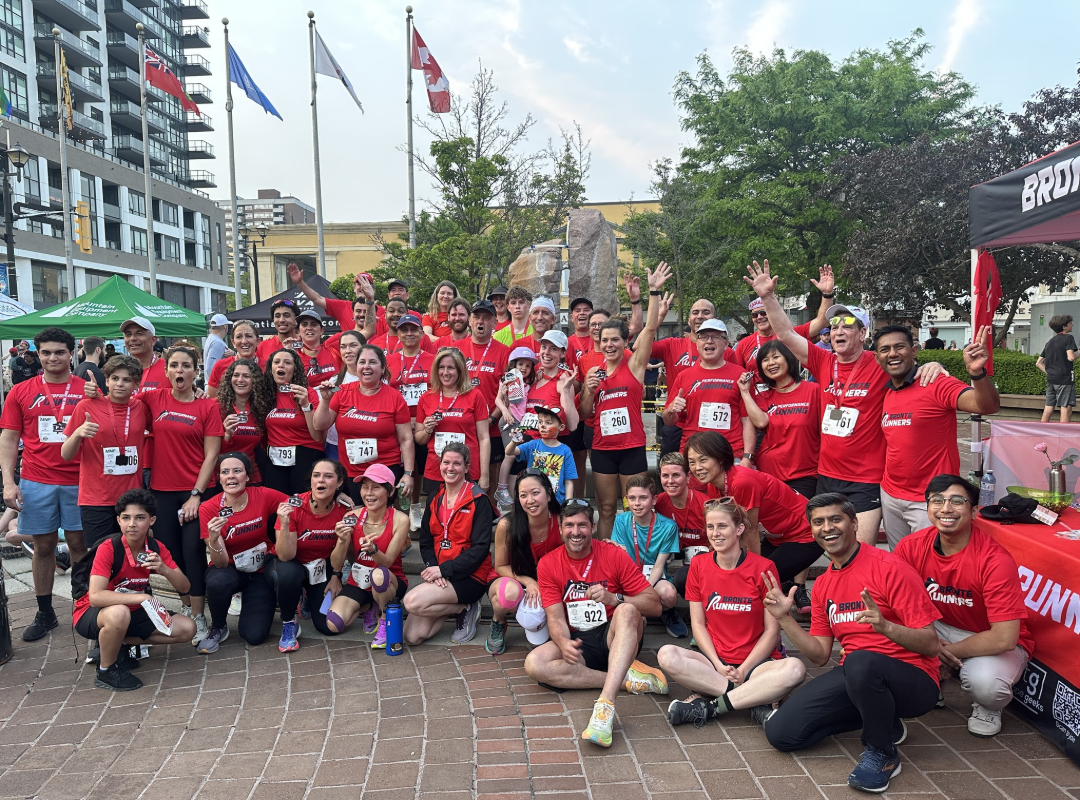 Bronte Runners group at the Bronte Harbour Classic 5K Father's Day race in Oakville