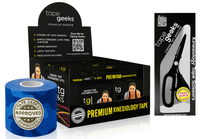 TapeGeeks blue camo kinesiology tape starter kit with camouflage rolls and scissors for reliable athletic support and taping.