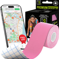 Light pink kinesiology tape roll from TapeGeeks with packaging, designed for sensitive skin and full-body athletic support.