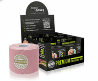 TapeGeeks pink premium kinesiology tape roll, hypoallergenic latex-free adhesive, strong yet gentle support for athletic and injury recovery