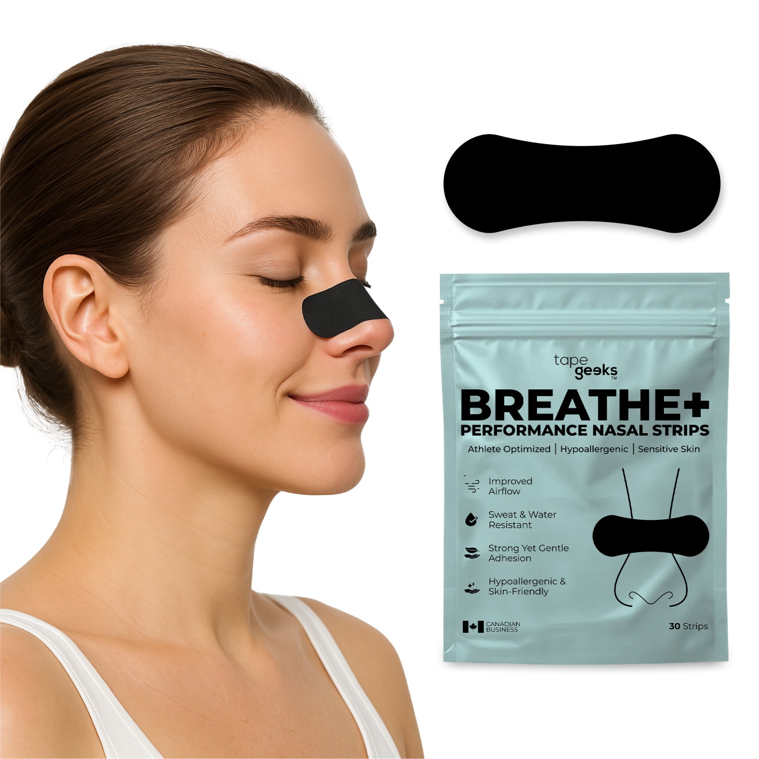TapeGeeks Nasal Strips – Hypoallergenic Nasal Breathing Strips for Snoring Relief, Sleep, Travel & Sports