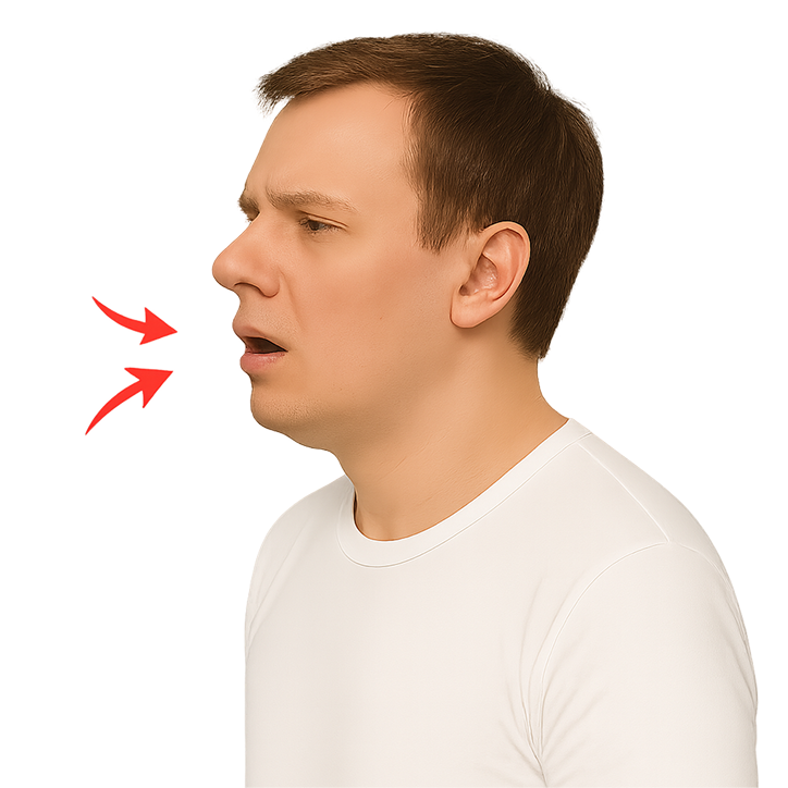 Man breathing through mouth showing need for Breathe+ Nasal Strips to improve nasal airflow