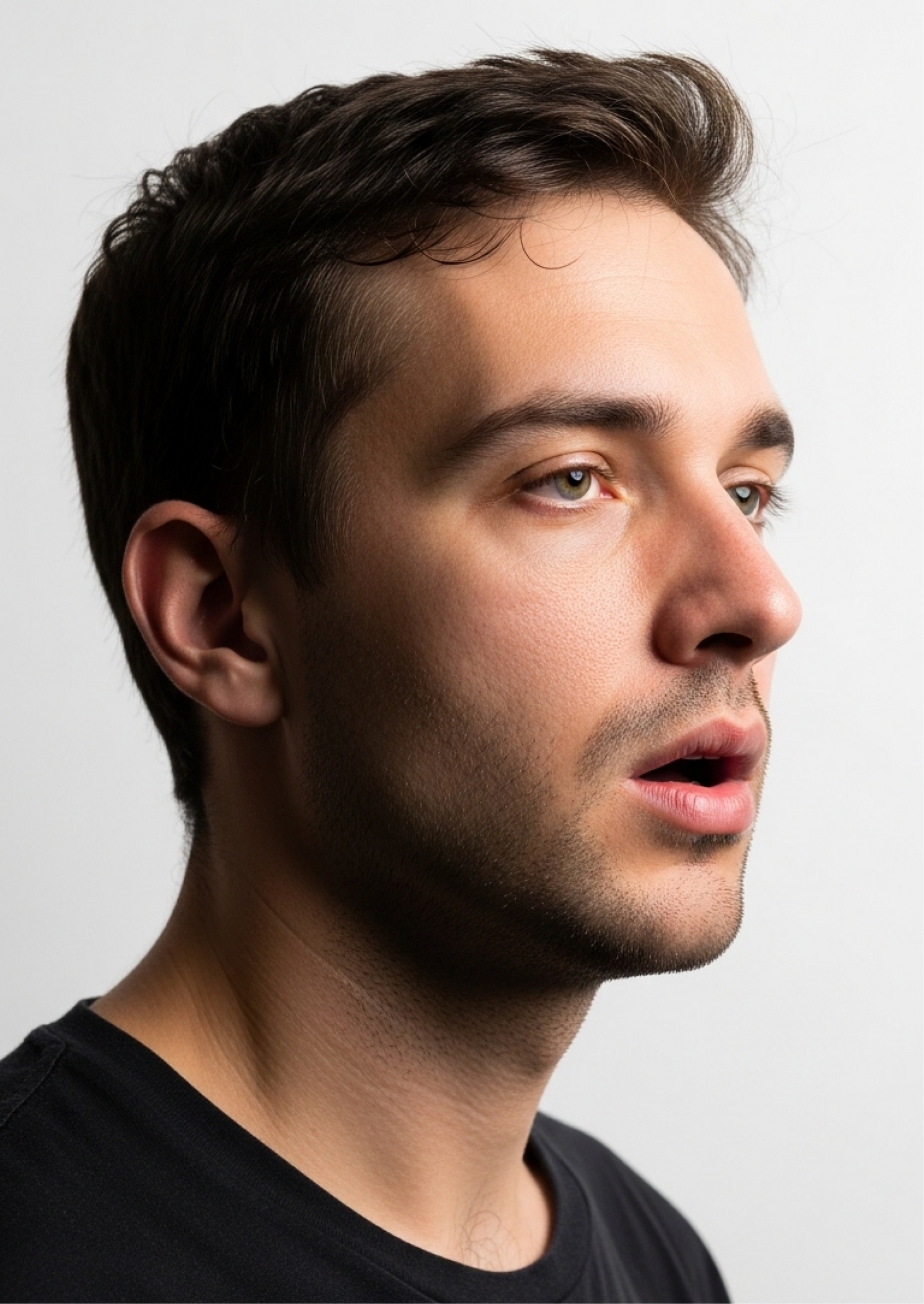 Man breathing with his mouth open which is referred to as mouth breathing 