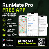 RunMate Pro app by TapeGeeks offers kinesiology taping tutorials, injury prevention, run tracking, and smart training features.