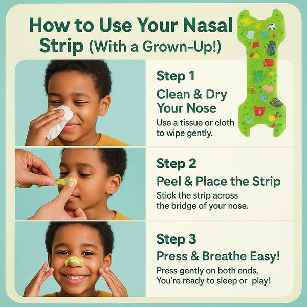 tapegeeks kids nasal strip application steps how-to-use breathe-plus congestion-relief tutorial