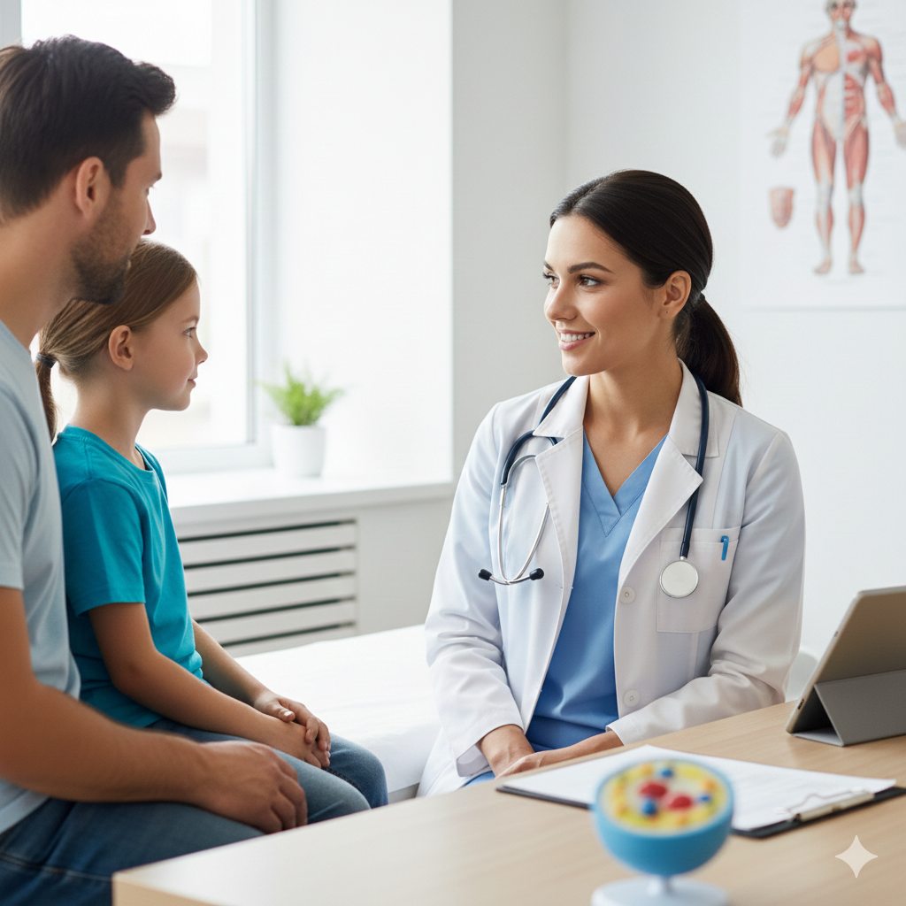 Pediatrician recommending TG Kids Nasal Strips for children's congestion