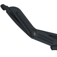 Close-up detail of the TapeGeeks medical scissors’ serrated stainless steel blade, showing precision construction for clean cuts on tape and bandages.